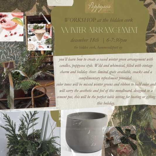 HIDDEN CORK | VASED ARRANGEMENT WORKSHOP| poppysea vased arrangement class | December 18th